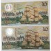 AUSTRALIA 1988 . TEN 10 DOLLARS BANKNOTE . FRASER / JOHNSTON . CONSEC PAIR . LAST PREFIX AB33